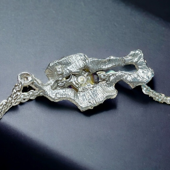 🌺Unique Brutalist Silver & Amethyst Necklace - Picture 5 of 10